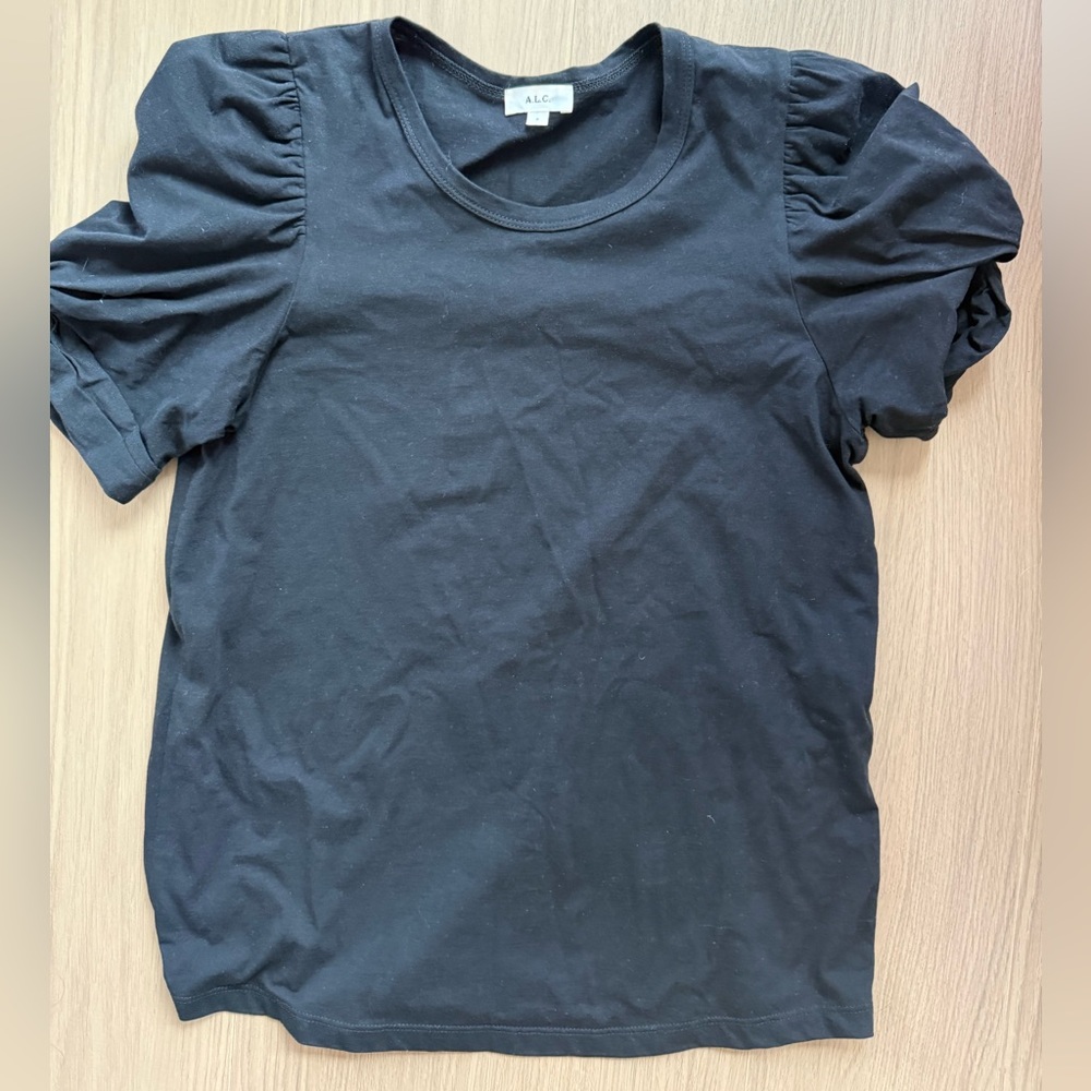 A.L.C. Black Puff Short Sleeve Top
